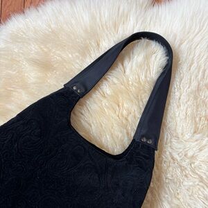 Vintage Black Suede Shoulder Bag
